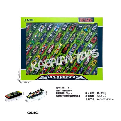 50 pieces metal cars set racing cars