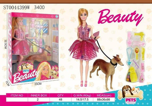 beauty girl doll and dog