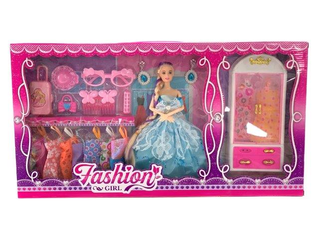 Fashion doll set with closet