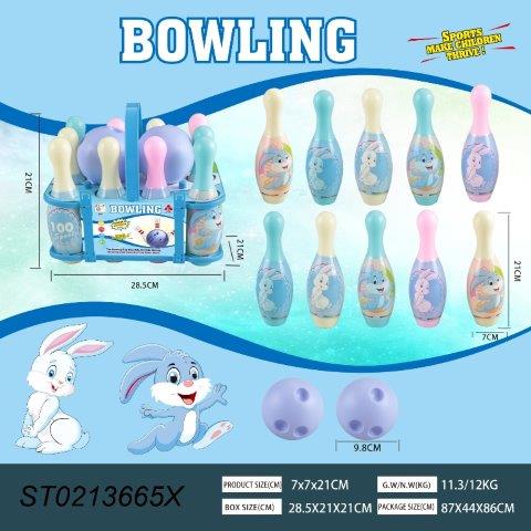Bowling Set with Carry Rack (Bunny Print, 12 pcs)