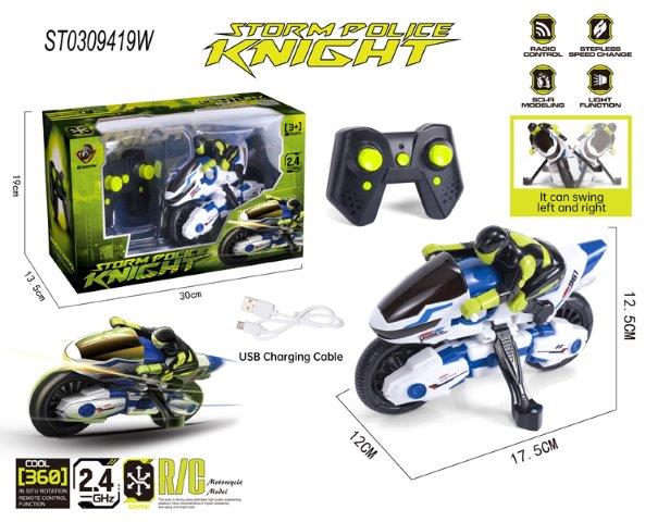 Remote Control Motorcycle Stunt Police Car Model 360 Degrees Rc Toys