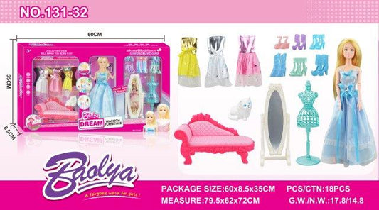 Bablya Dream Doll Furniture Set – Blue Dress Edition
