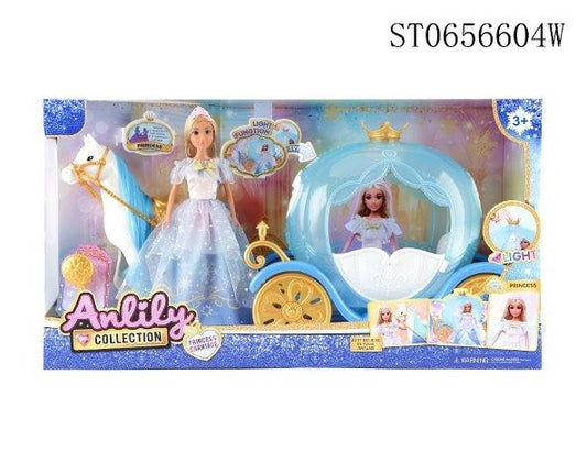 Anlily Princess Doll with Blue Carriage & Horse