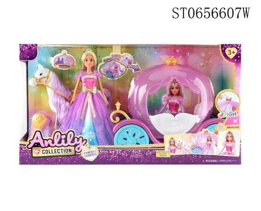 Anlily Princess Doll with Purple Carriage & Horse