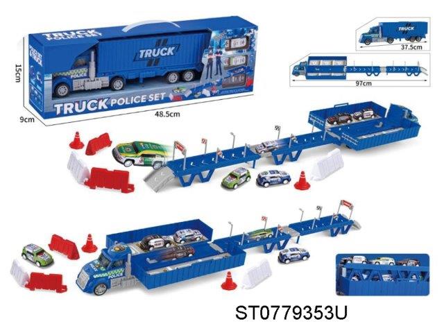 Police Truck Transport Set with Racing Track