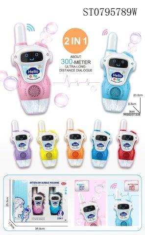 walkie-talkie with an automatic bubble blower