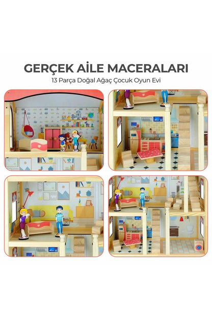 multiple stories wooden doll house