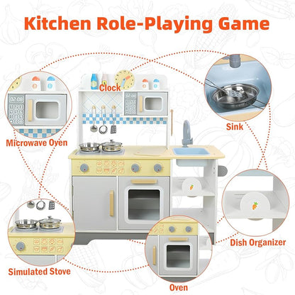 Adena Montessori Wooden Play Kitchen Set