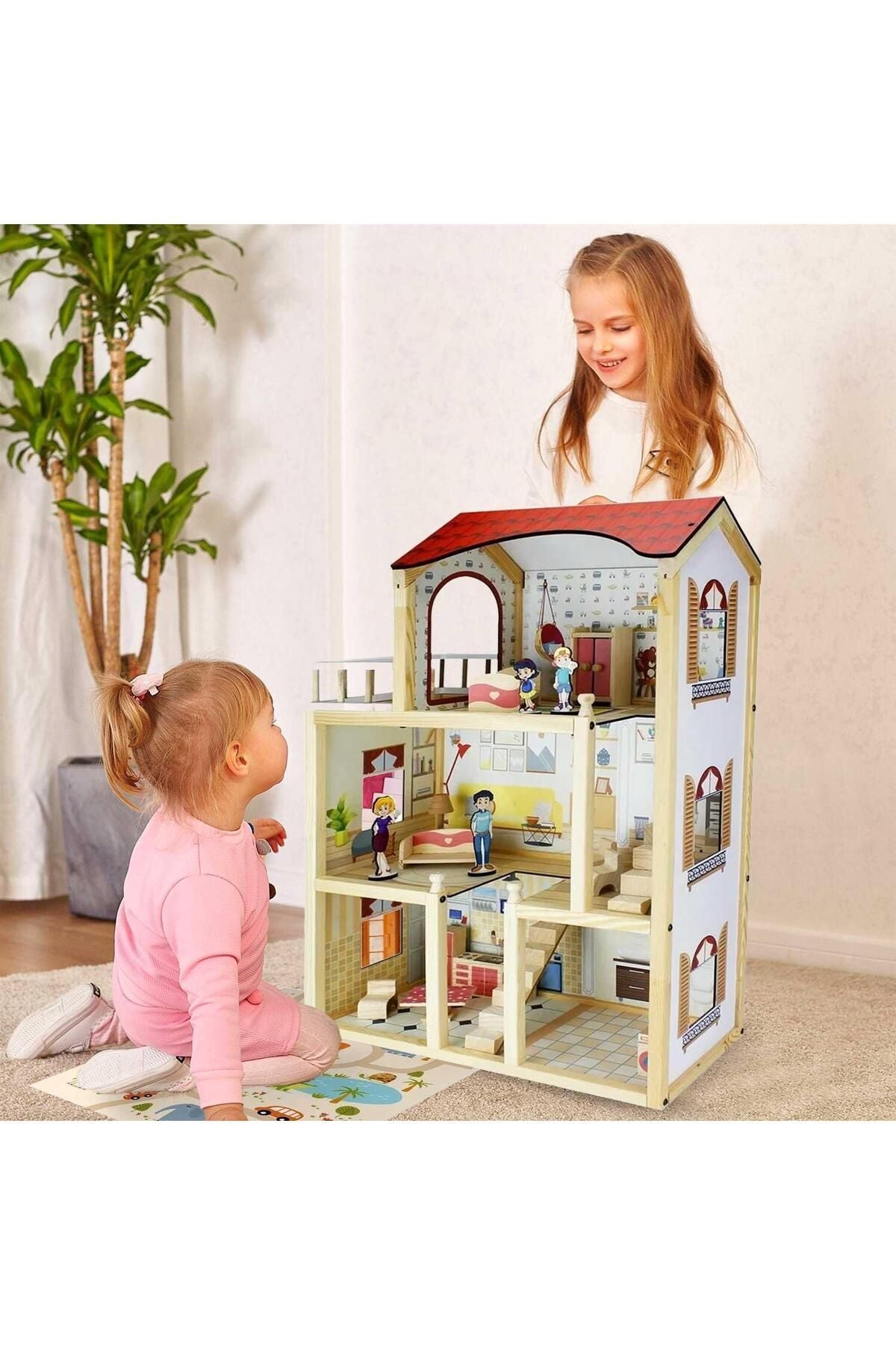 multiple stories wooden doll house