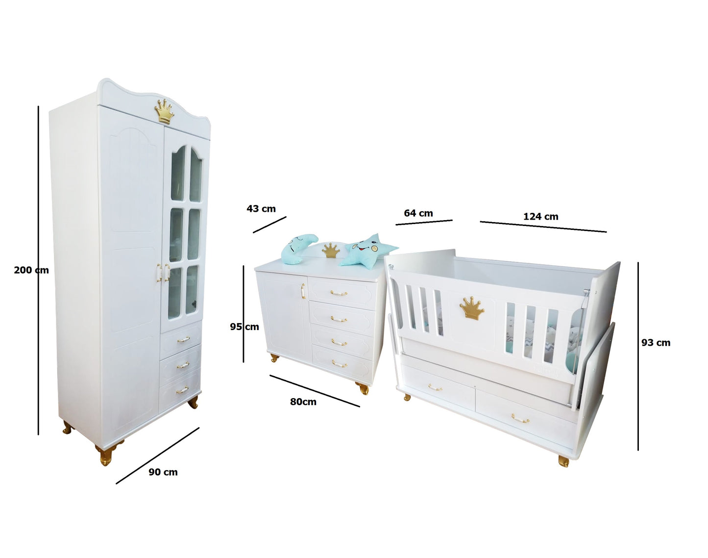 3in 1 Baby Prince Bedroom baby bed closet comode