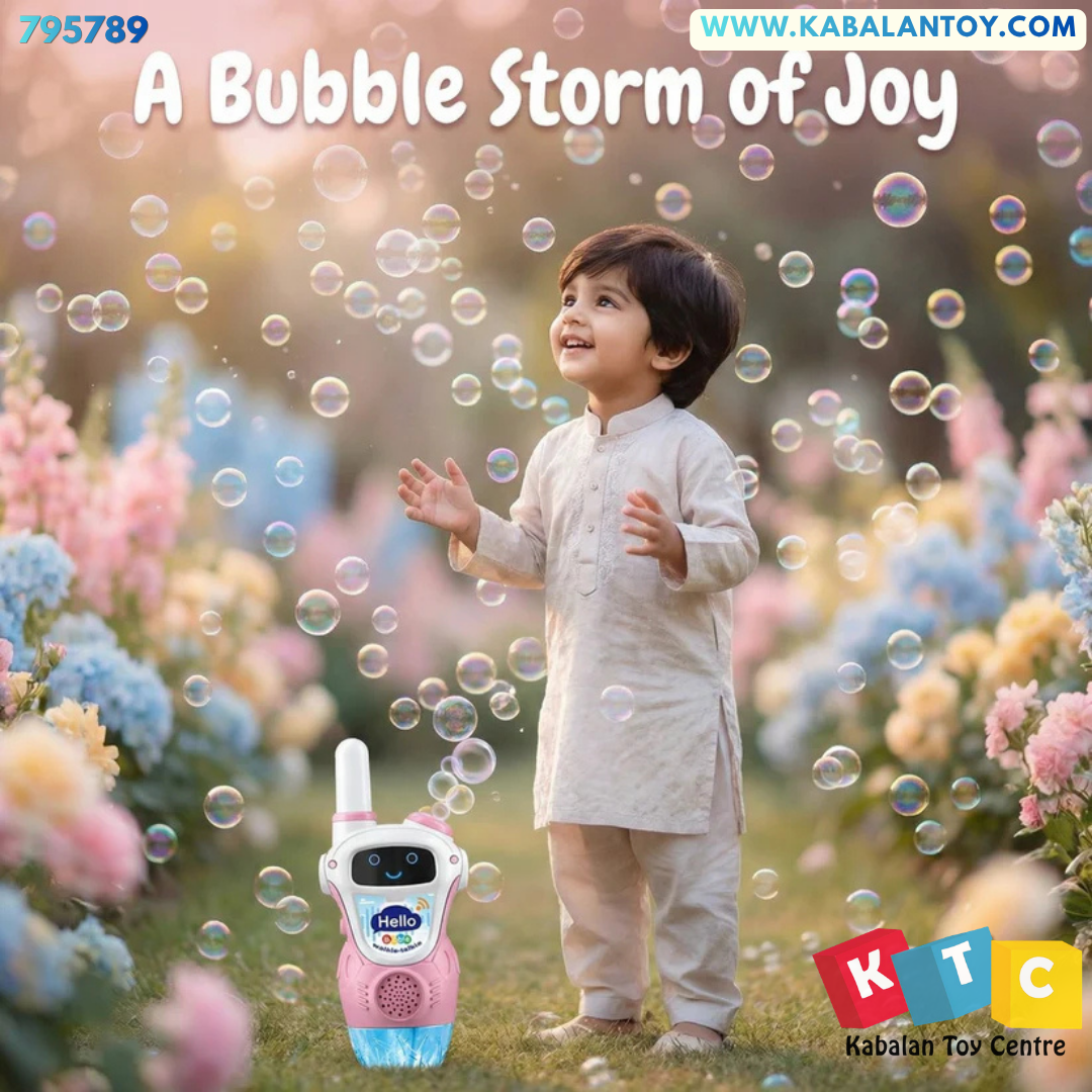 walkie-talkie with an automatic bubble blower