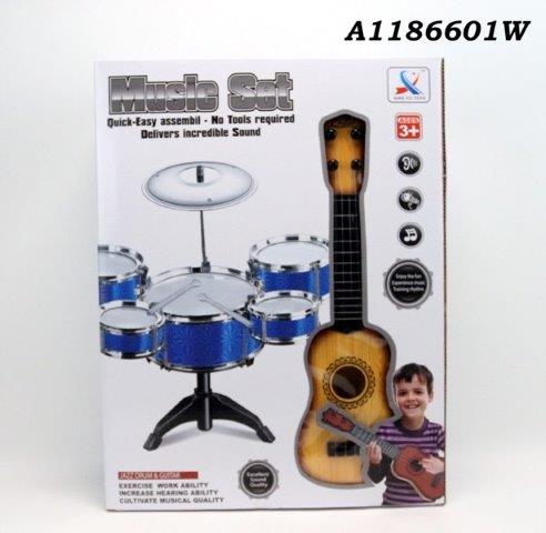 drum and guitar musical set