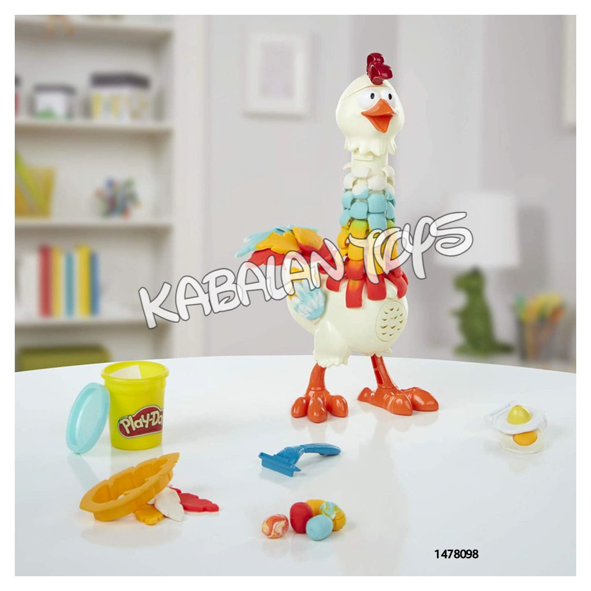 Funny play dough feather hen