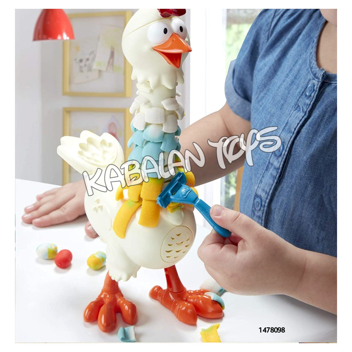 Funny play dough feather hen