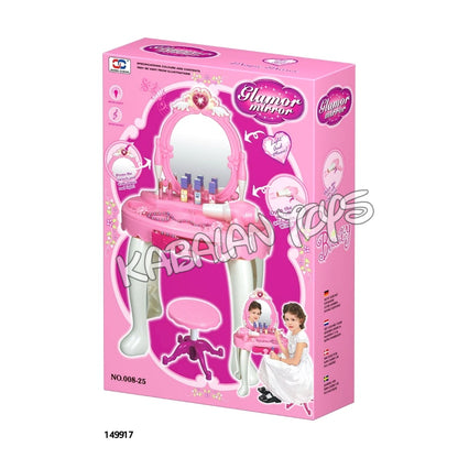 Girls Dressing Table Mirror Play Set Glamour Beauty Makeup Game Toy