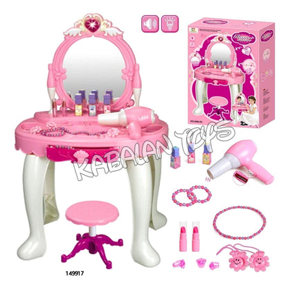 Girls Dressing Table Mirror Play Set Glamour Beauty Makeup Game Toy