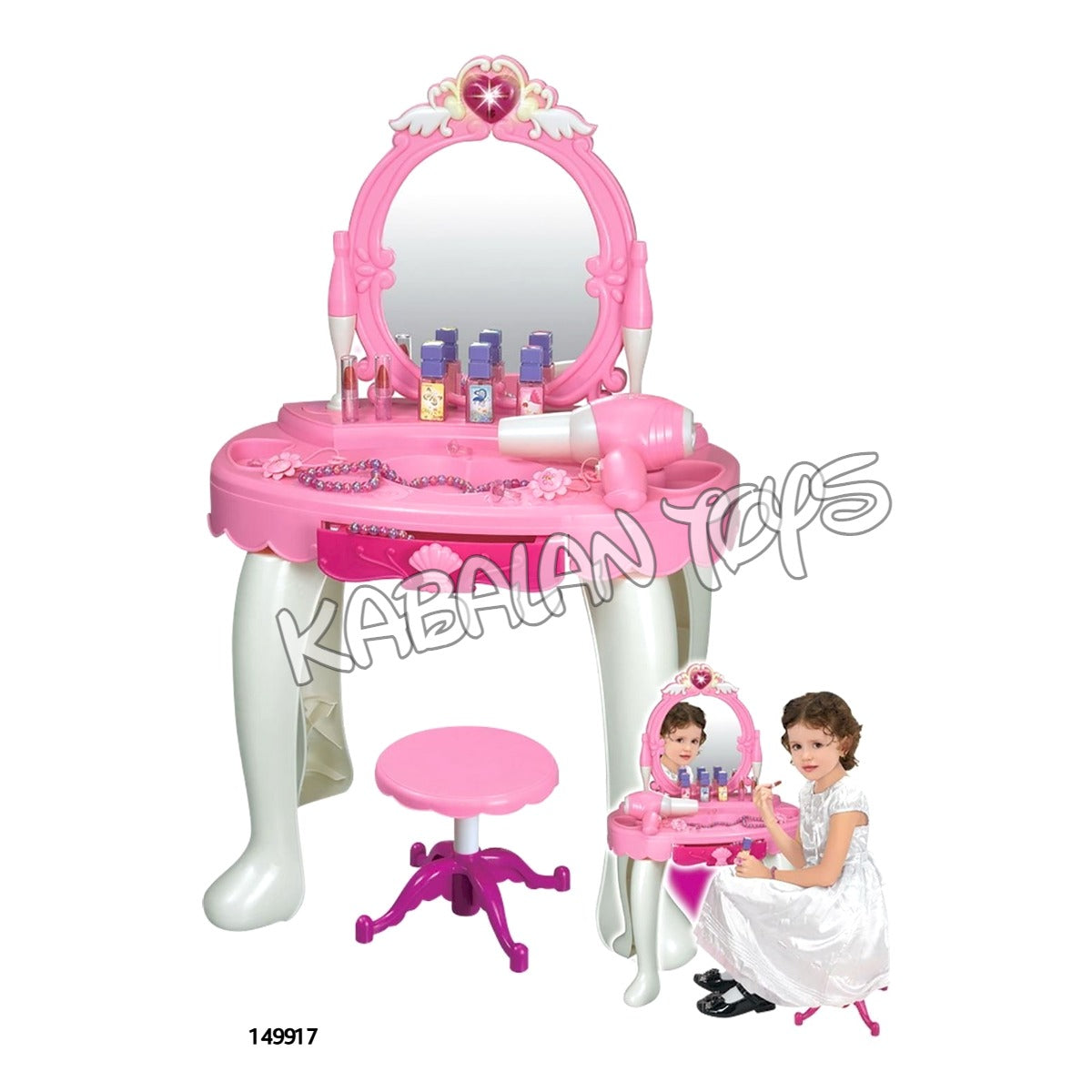 Girls Dressing Table Mirror Play Set Glamour Beauty Makeup Game Toy