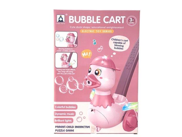 Pink duck bubble cart toy with lights and music