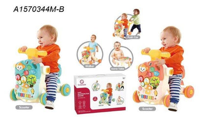 4-in-1 Baby Walker Scooter – Walker, Push Car & Table