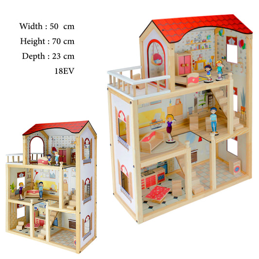 multiple stories wooden doll house