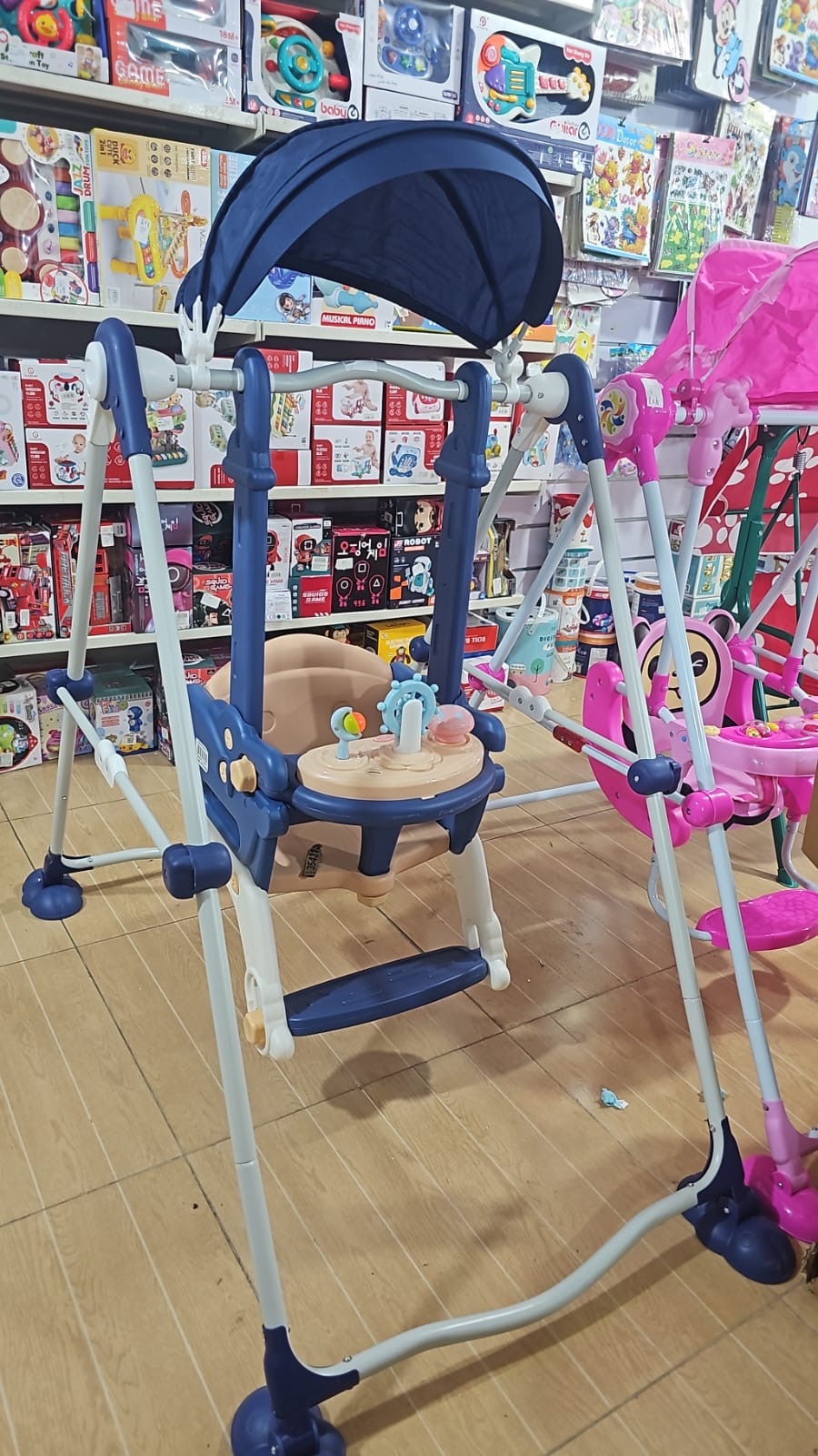 baby indoor swing with safety seat and musical tray