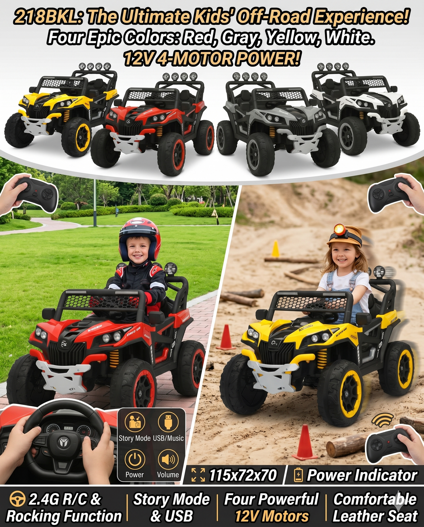 Off-Road 4x4 Electric Toy Car for Kids