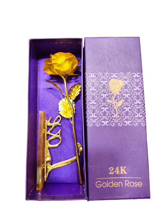 24K Golden Rose Gift with LOVE Stand