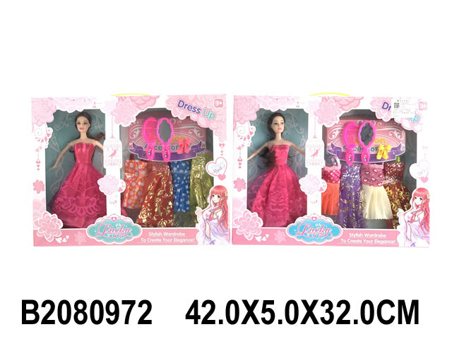 barbie doll set with multiple dresses