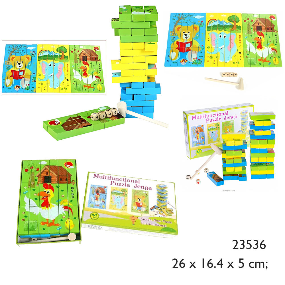 2 in 1 puzzles / jenga wooden blocks