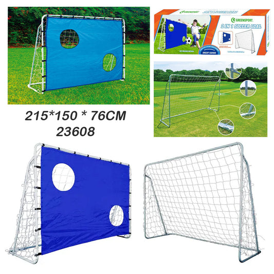 2-in-1 Soccer Goal with Target Sheet – 215×150×76 cm