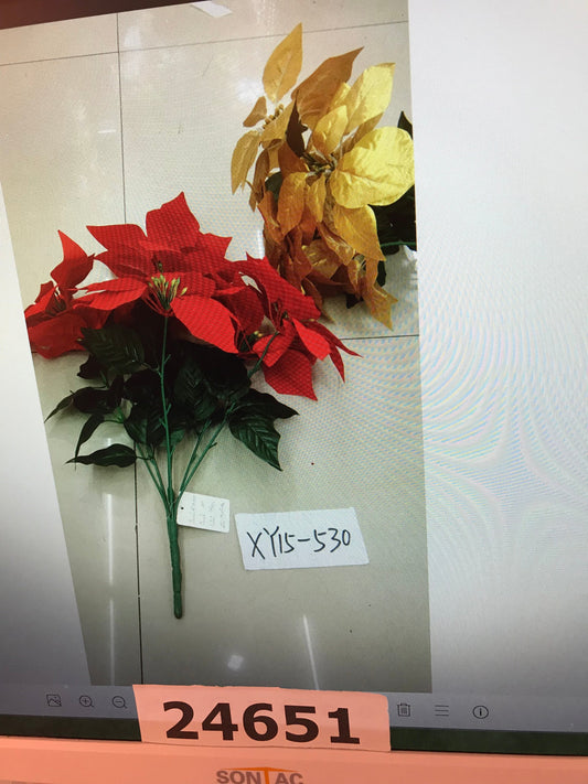 Artificial Christmas Flower Stem – Red / Gold