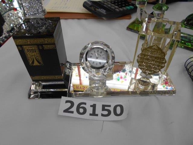 Crystal Islamic Desk Clock Set