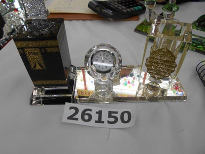 Crystal Islamic Desk Clock Set