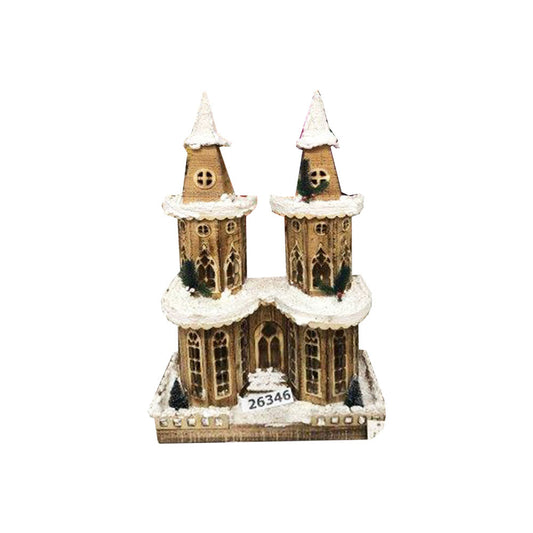 Snowy Wooden Church Christmas Decoration