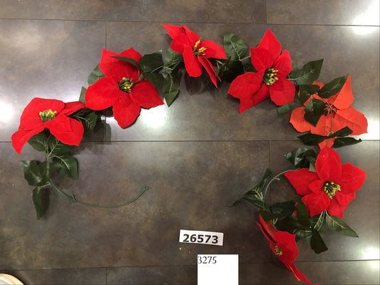 Red Poinsettia Garland Christmas Decoration