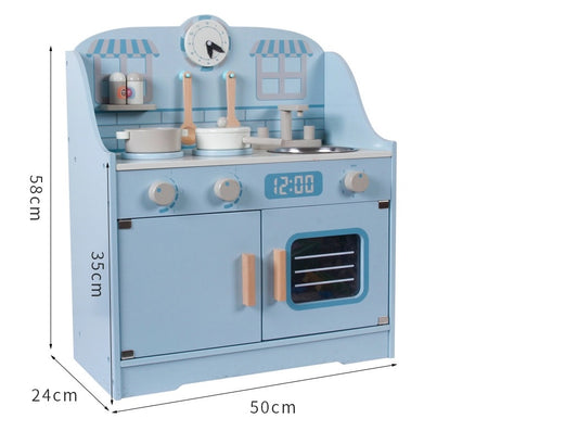 blue pretend to play wooden kitchen