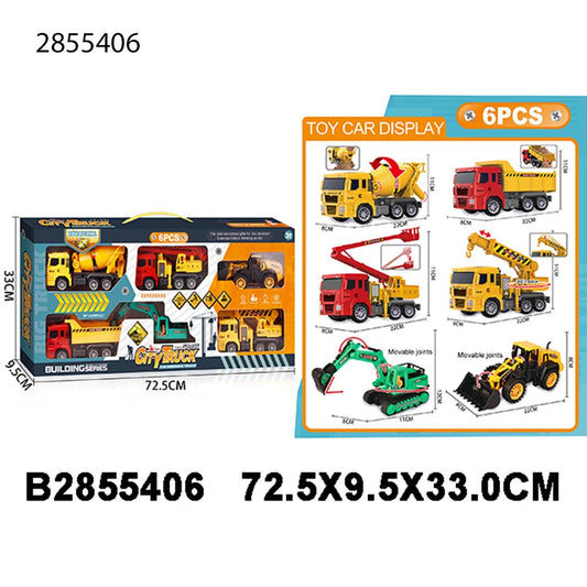 6pcs friction construction trucks