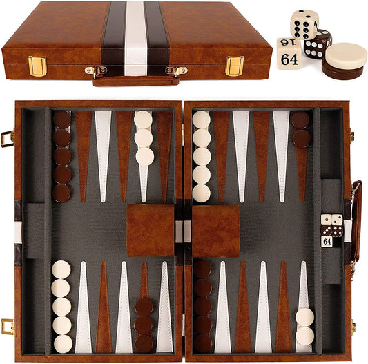 leather backgammon chess