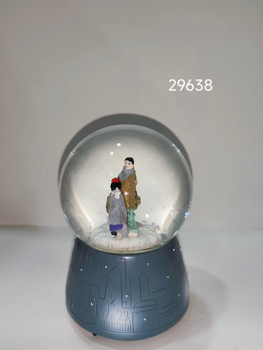 Winter Couple Snow Globe with Grey Base