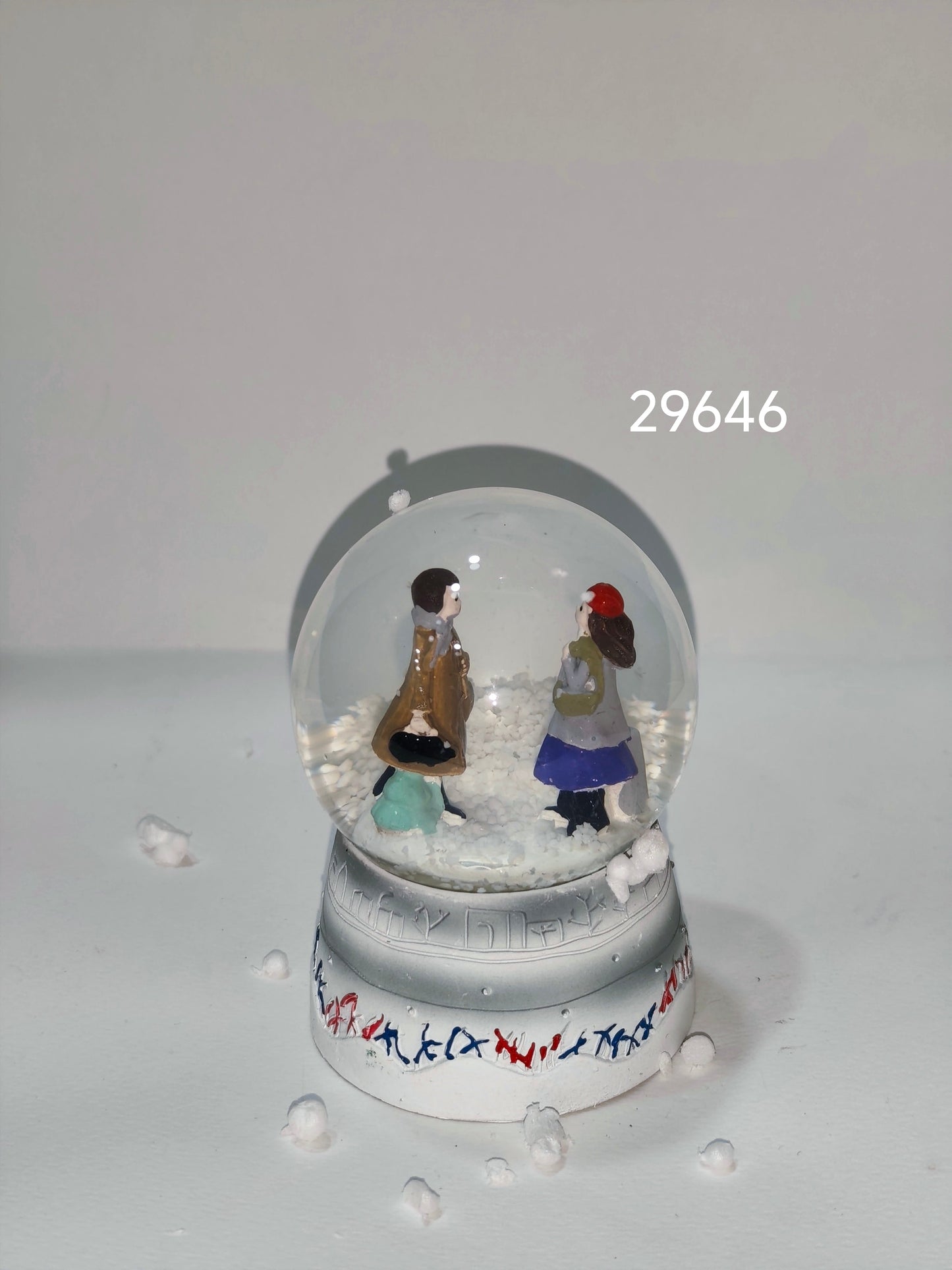 Mini Couple Snow Globe with Silver Base