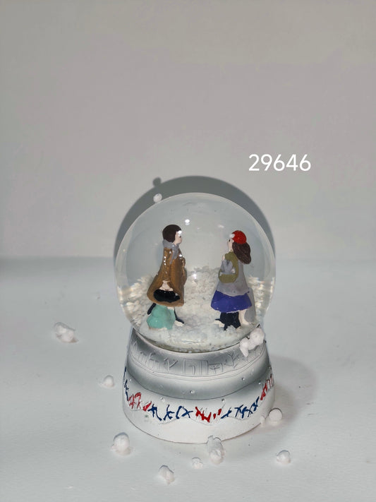 Mini Couple Snow Globe with Silver Base