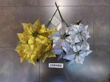 Artificial Poinsettia Christmas Flower – Metallic Gold/Silver