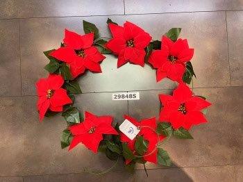 Artificial Poinsettia Christmas Garland – Red