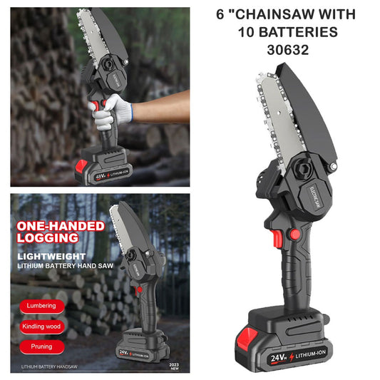 chainsaw with 10 batteries