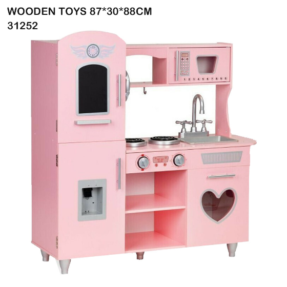 Pink Heart Wooden Kitchen Playset