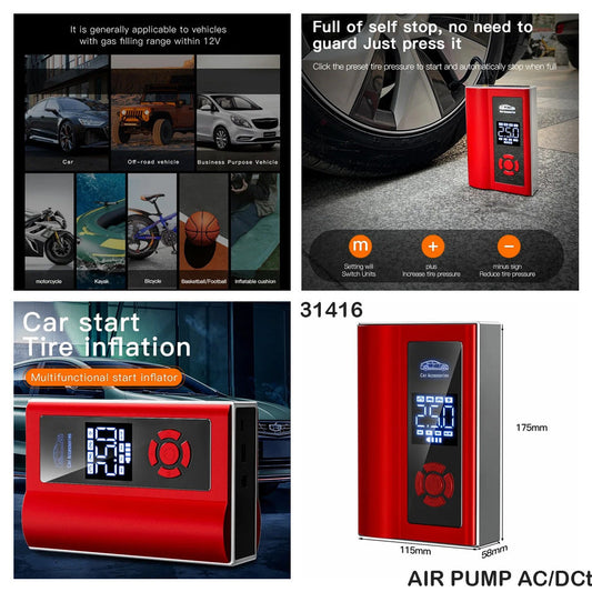 Portable Digital Air Pump Tire Inflator AC/DC