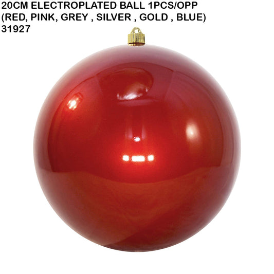 20cm Electroplated Christmas Ball – Single Piece (Assorted Colors)