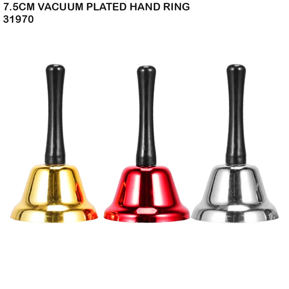7.5cm Vacuum Plated Hand Bell – Gold, Red, Silver