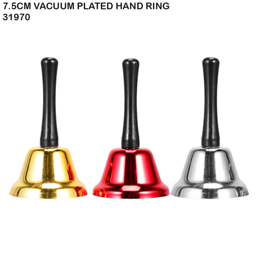 7.5cm Vacuum Plated Hand Bell – Gold, Red, Silver