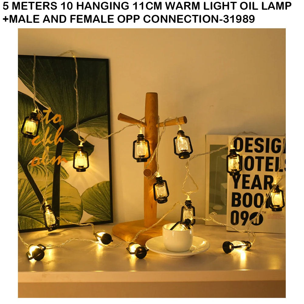 5M Hanging Ramadan Oil Lamp String Light (10 Lamps)